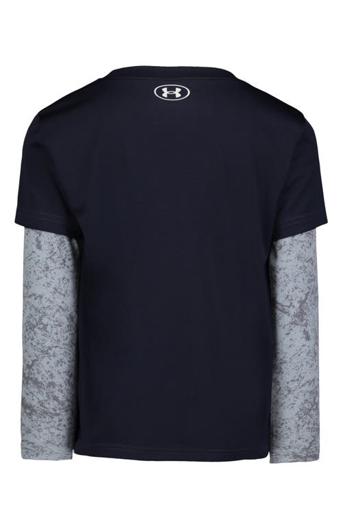 Shop Under Armour Kids' Ua Tech™ Grunge Wash Long Sleeve Performance Graphic T-shirt In Midnight Navy