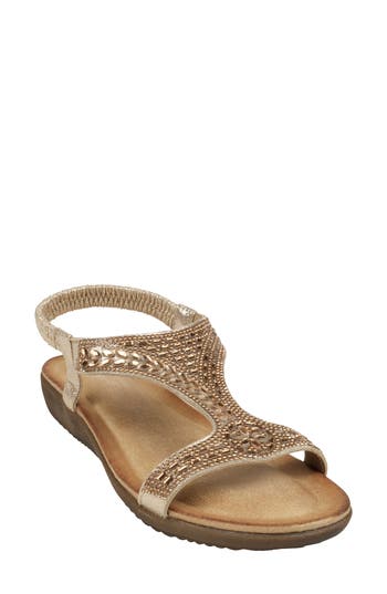 Good Choice New York Wynn Embellished Ankle Strap Sandal In Gold
