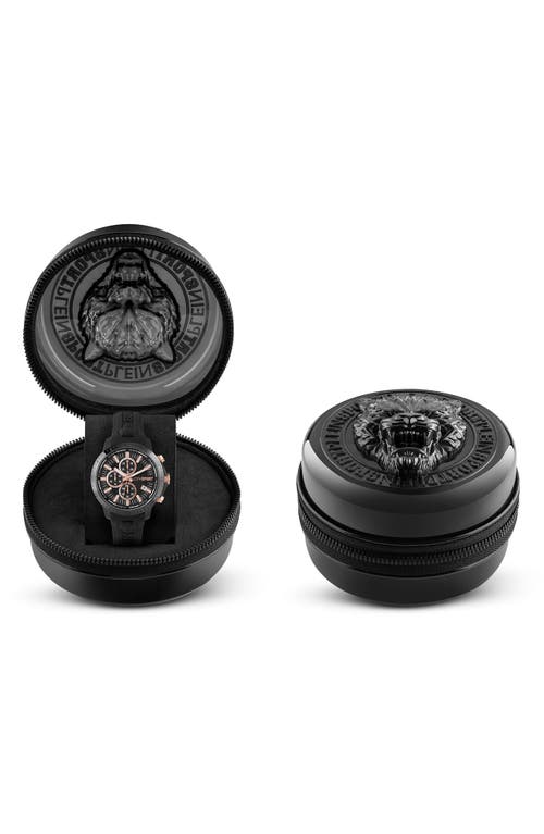 Philipp Plein Sport Camo Dial Three-hand Quartz Silicone Strap Watch, 43mm In Black Black