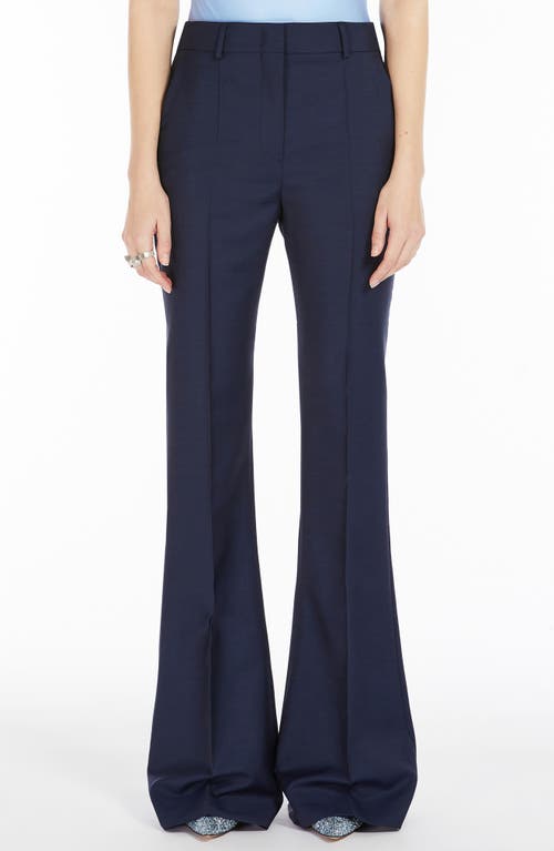 Shop Sportmax Slim Fit Wool & Mohair Blend Flare Trousers In Ultra Marine