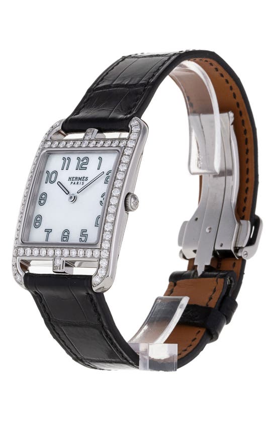 Shop Watchfinder & Co. Hermès  Cape Cod Leather Strap Watch, 29mm In White