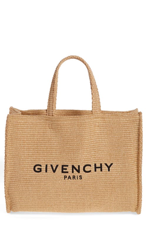 Shop Givenchy Soft Raffia G-tote In 101-natural