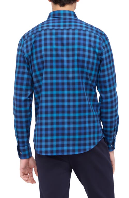 Bugatchi Karl Shaped Fit Buffalo Plaid Stretch Cotton Button-up Shirt In Navy