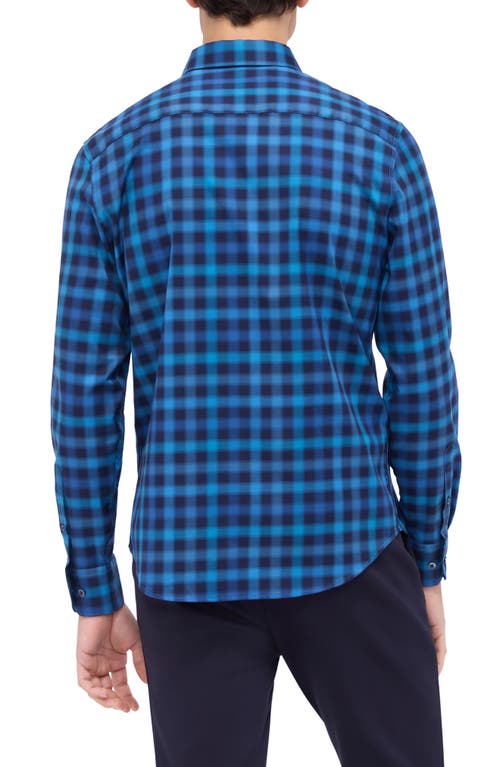 Shop Bugatchi Karl Shaped Fit Buffalo Plaid Stretch Cotton Button-up Shirt In Navy