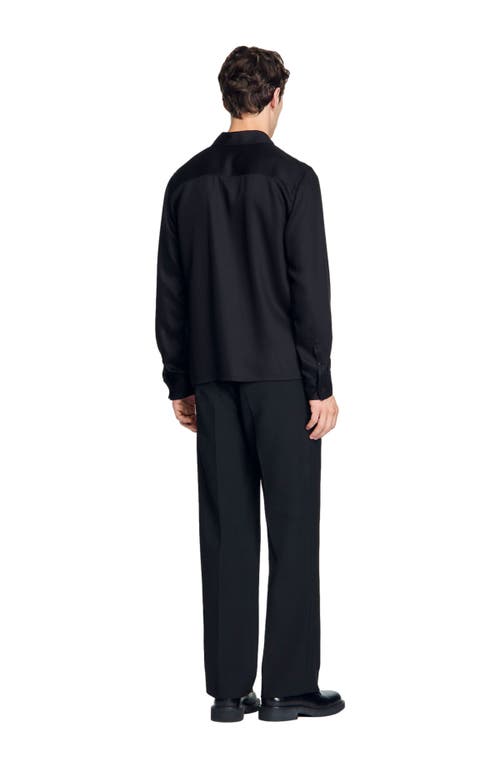 Shop Sandro Loose-fit Zip-up Shirt In Black