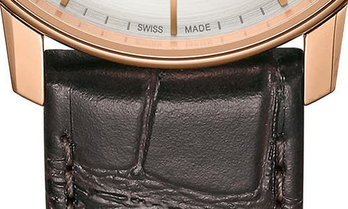 Rado Coupole Classic Automatic Leather Strap Watch, 41mm In Brown/silver/rose Gold