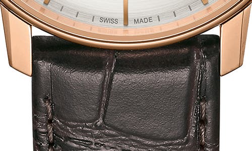 Shop Rado Coupole Classic Automatic Leather Strap Watch, 41mm In Brown/silver/rose Gold