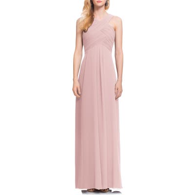 #levkoff Crisscross Bodice Chiffon Gown, Pink