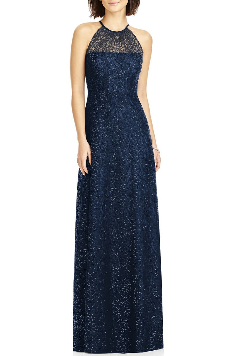 Dessy Collection Sequin Lace Halter Gown | Nordstrom