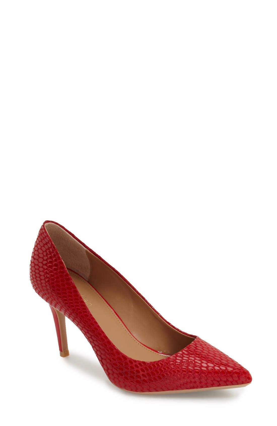 calvin klein red patent pumps