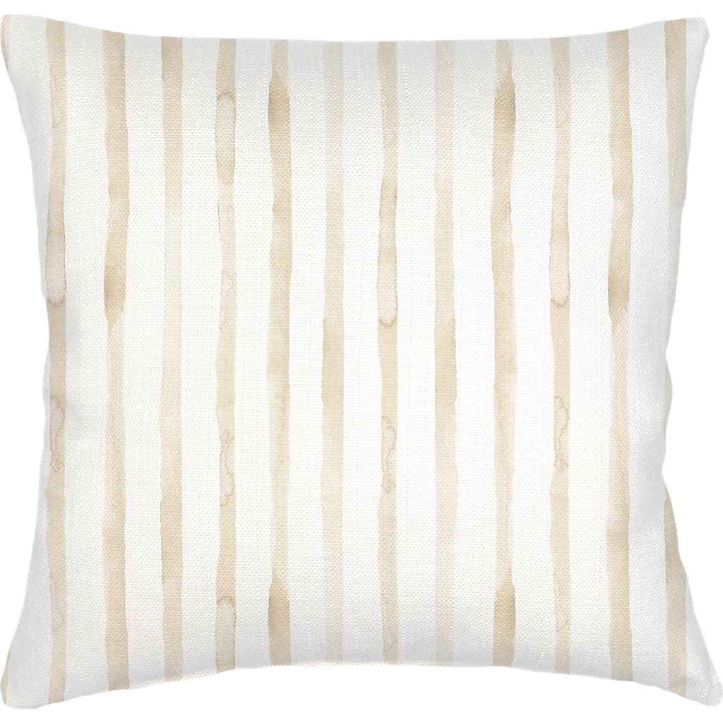 Anaya Riviera Striped Linen Pillow Down Alternative Insert In Beige
