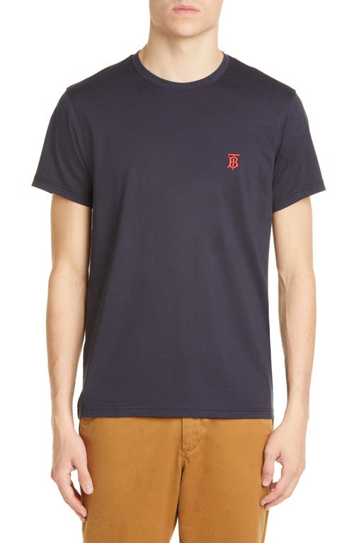 burberry Parker Embroidered Logo T-Shirt in Navy