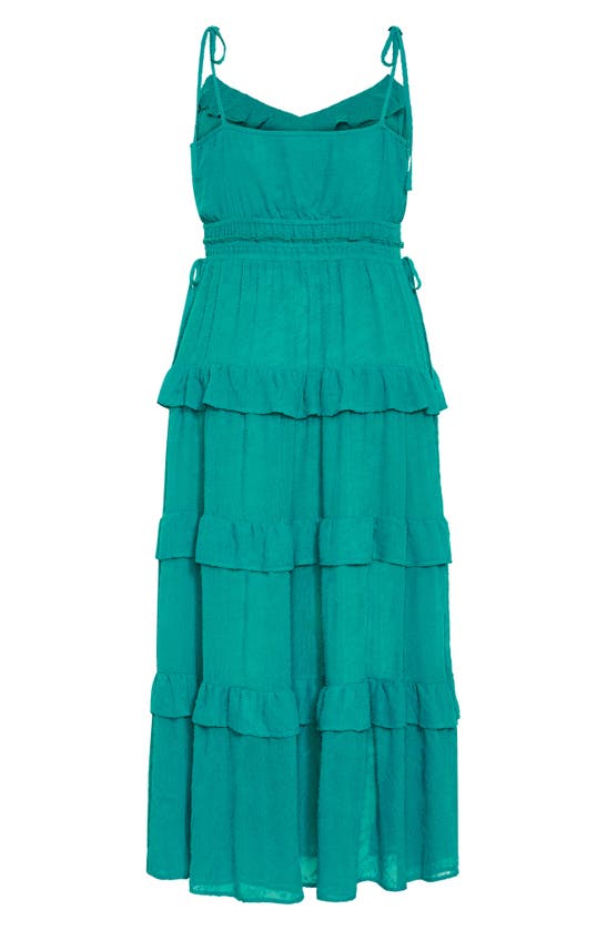 Shop City Chic Renee Ruffle Tie Strap Maxi Dress In Emerald