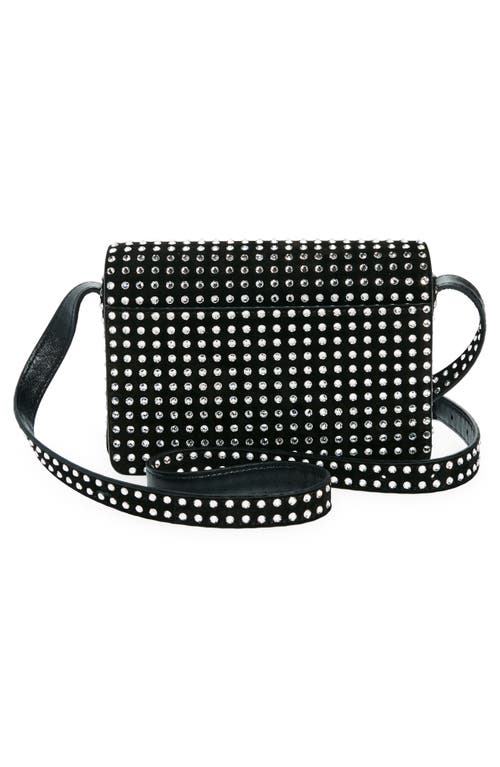 Shop Christian Louboutin Small Loubi54 Crystal Embellished Leather Crossbody Bag In 5965 Black-crystal/silver