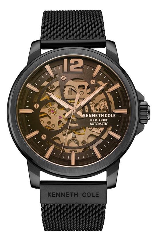 Kenneth Cole Automatic Mesh Strap Watch, 44mm In Black