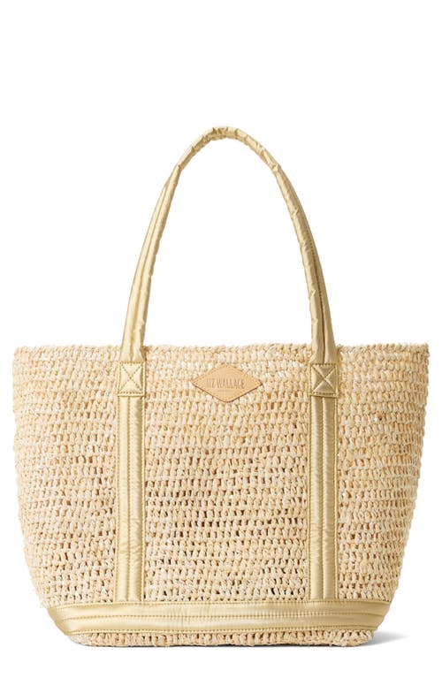 Shop Mz Wallace Medium Raffia Tote In Sequin Raffia/light Gold