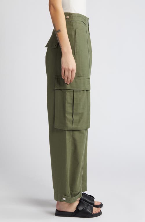 Shop Frame Wide Leg Cotton Cargo Pants In Poblano