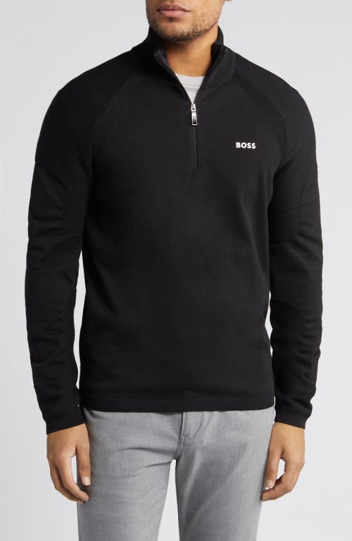 BOSS Perform-X Quarter Zip Pullover Black at Nordstrom,