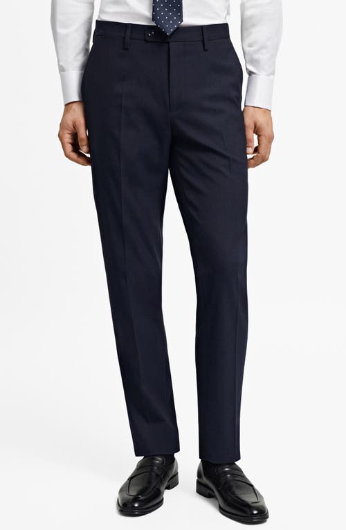 Shop Mango Superslim Fit Navy Flat Front Stretch Dress Pants