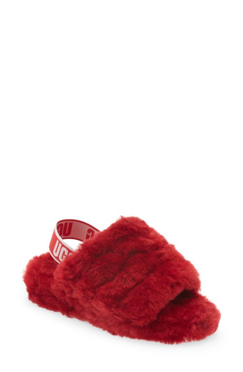 UGG(r) Fluff Yeah Faux Fur Slingback Sandal in Samba Red