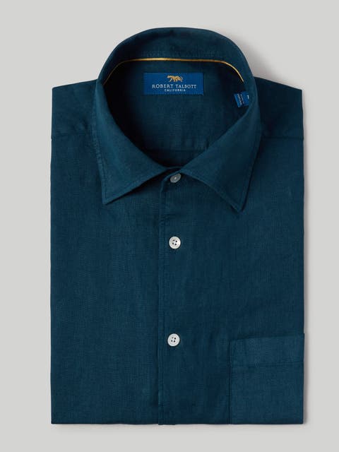 Valentine Red Linen Short Sleeve Men's Shirt