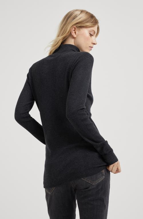 Brunello Cucinelli Virgin Wool-cashmere Rib-knit Sweater In Anthracite