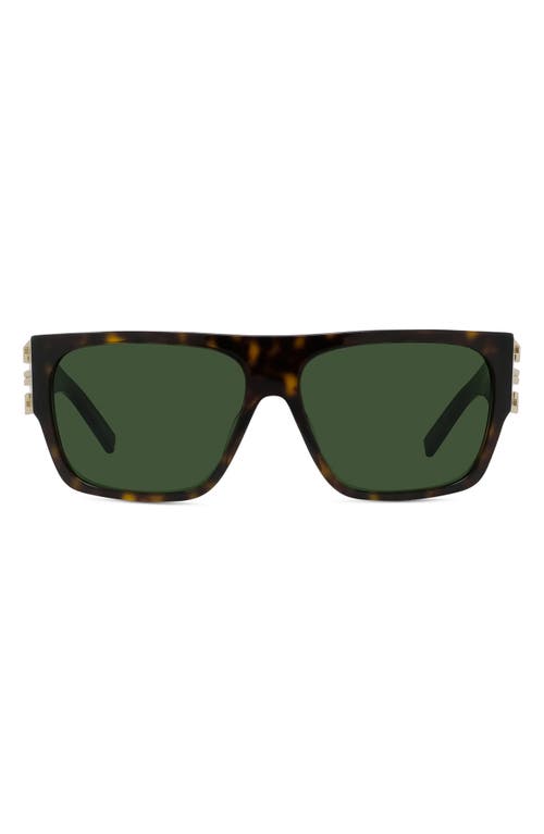 Shop Givenchy 4g 62mm Rectangular Sunglasses In Dark Havana/smoke