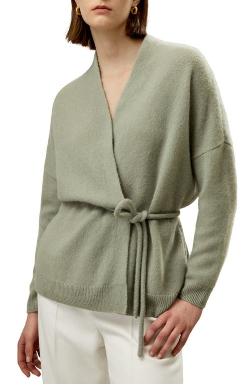 Shop Lilysilk Lounge Wrap Wool Knit Cardigan For Women In Pale Turquoise