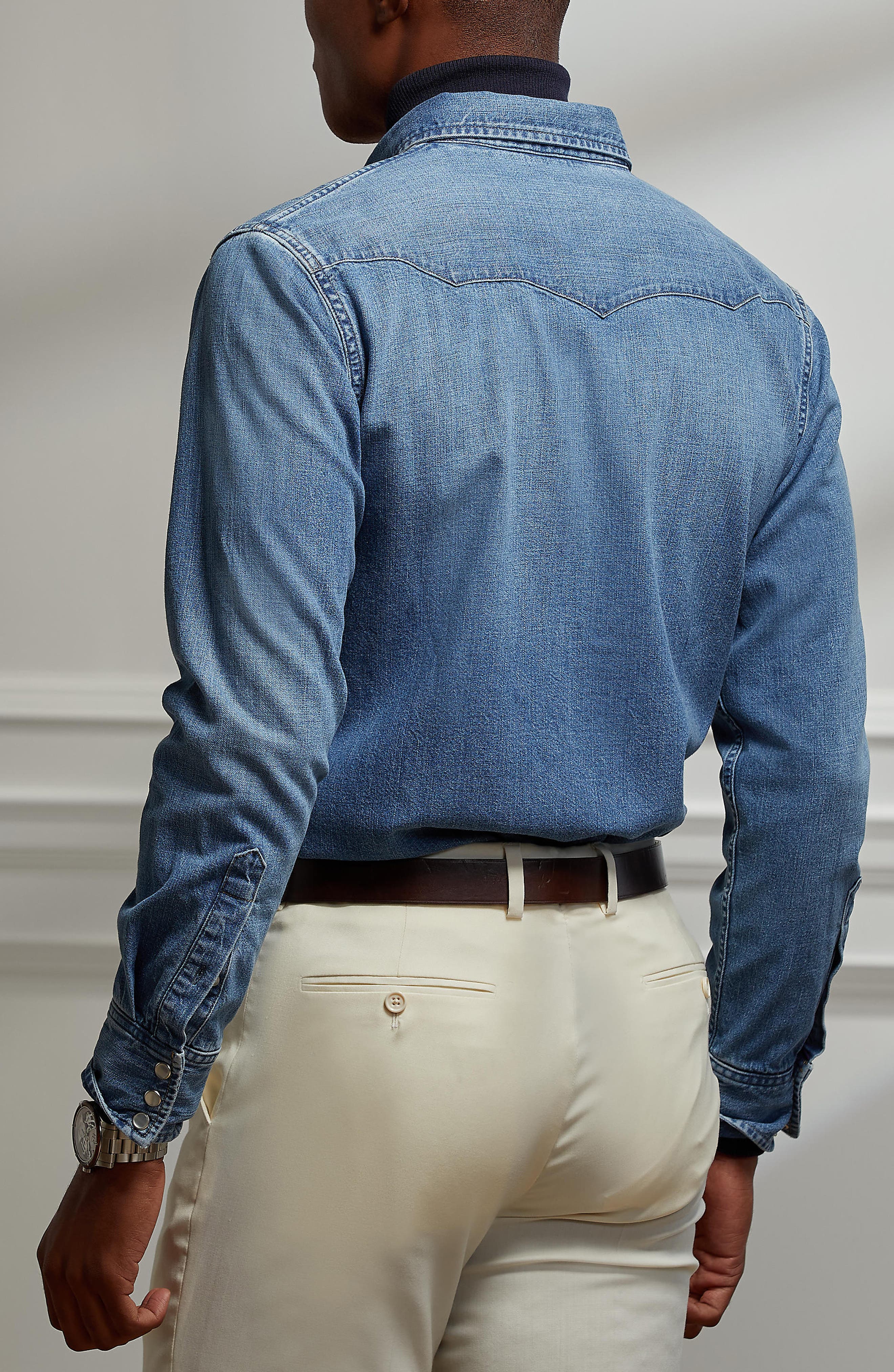 ONE NEW UNICOR Men's Pajama Shirt Light Blue Medium Snap Buttons 