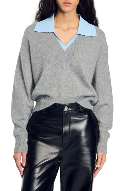 Shop Sandro Double-neck Sweater In Grey