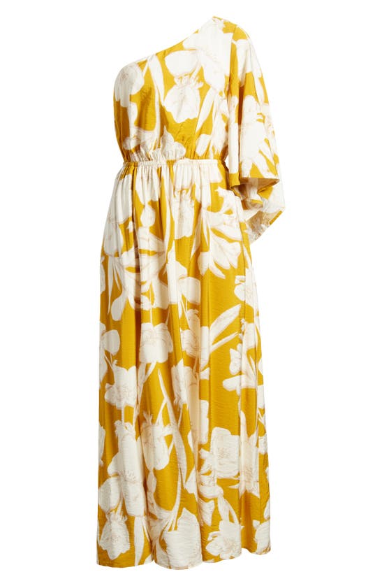 Shop Chelsea28 Floral One-shoulder Maxi Dress In Yellow Lotus Blooms