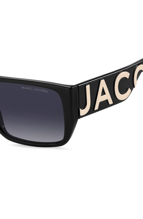 Shop Marc Jacobs 57mm Flat Top Sunglasses In Black White/grey Shaded
