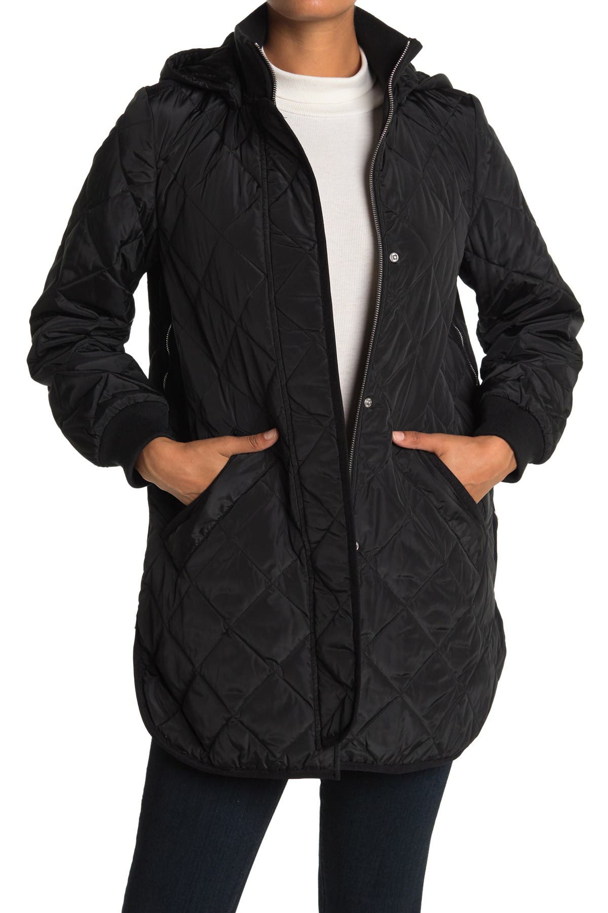 Dkny Zip Front Barn Quilt Jacket In Black ModeSens