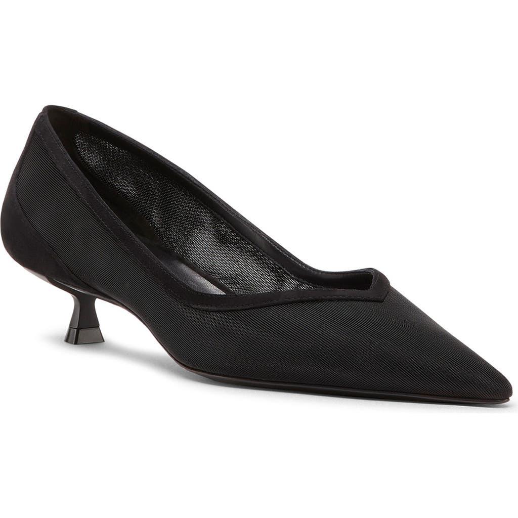 Stuart Weitzman Eva Kitten Heel Pointed Toe Pump In Black