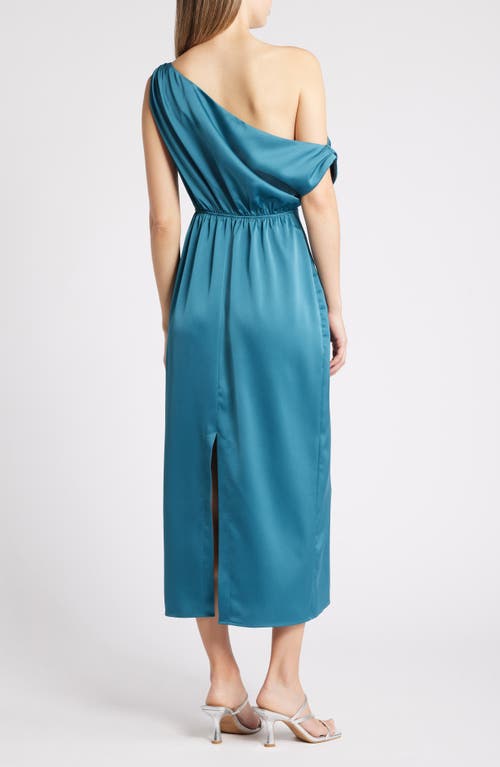 Shop Sam Edelman One-shoulder Satin Sheath Dress In Industrial Green