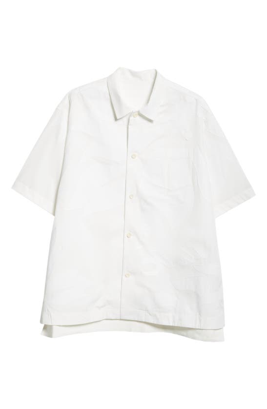 Shop Sacai Floral Embroidered Short Sleeve Button-up Shirt In Off White