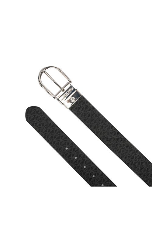 Michael Michael Kors Logo Reversible Belt In Black/silver