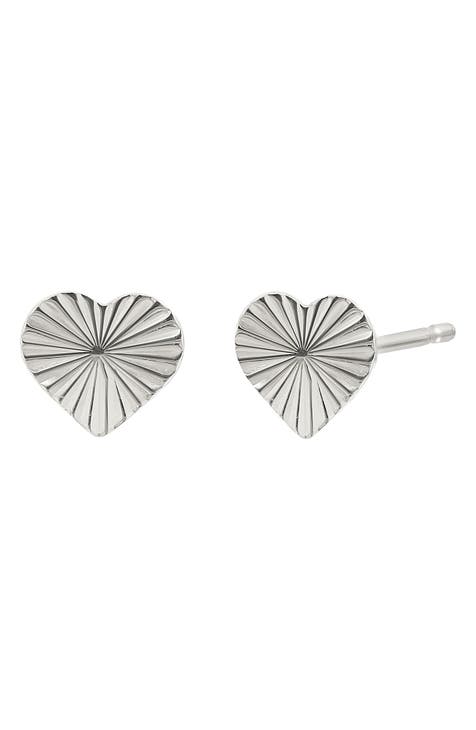 Textured Heart Stud Earrings