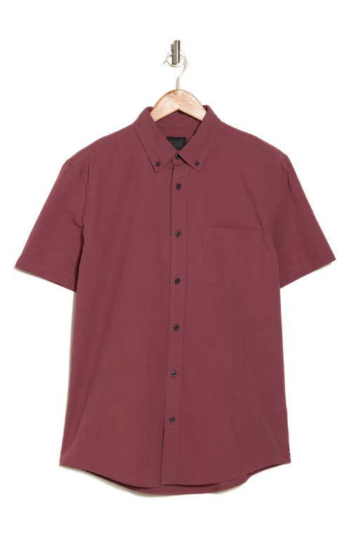 Shop 14th & Union Short Sleeve Seersucker Button-down Shirt In Burgundy Shade