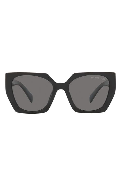 Prada 54mm Polarized Irregular Sunglasses in Black at Nordstrom