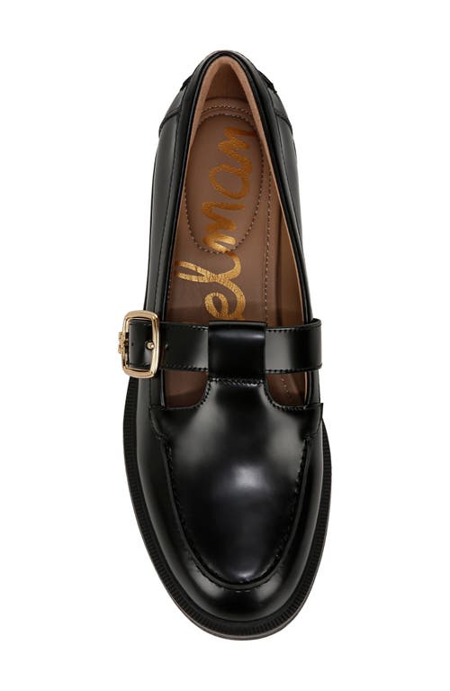 Sam Edelman Elaina T-strap Buckle Loafer Black Leather In Black
