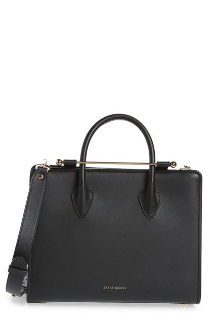 Click to view more detailed imagery on our partner's website Strathberry Midi Calfskin Leather Tote In Black