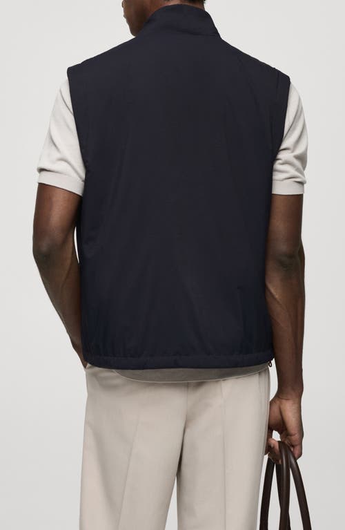 Shop Mango Water Repellent Reversible Vest In Dark Navy