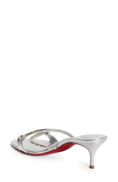 Shop Christian Louboutin Simple Queenie Slide Sandal In Silver/crystal