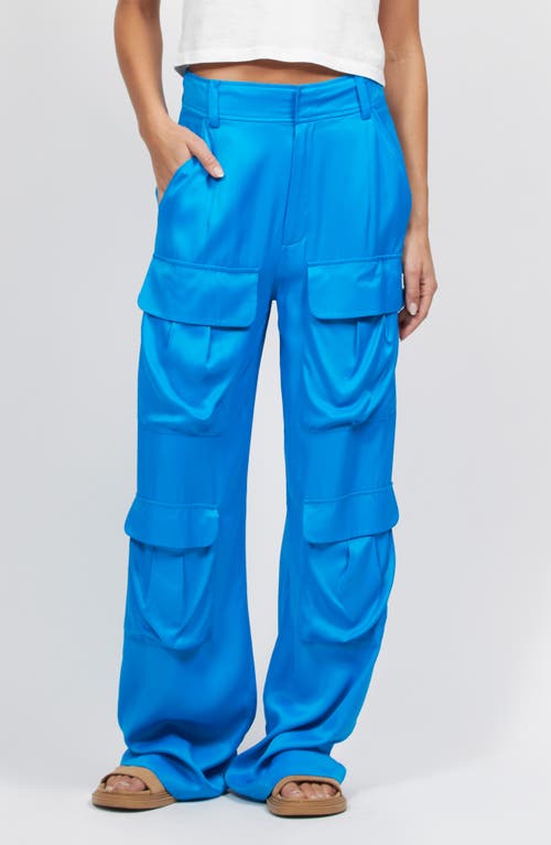 Ines Satin Cargo Pants in Brilliant Blue