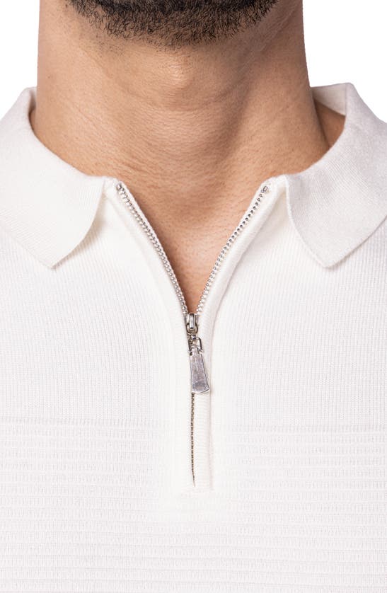 Spring + Mercer Ottoman Accent Short Sleeve Half-zip Sweater In White