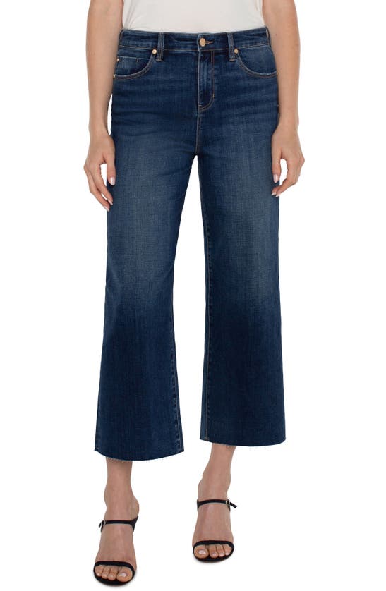 Liverpool Los Angeles Stride Raw Hem High Waist Crop Wide Leg Jeans In Bowers