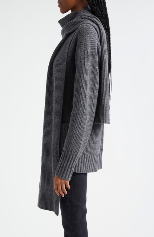 Shop Veronica Beard Annalise Scarf Merino Wool & Cashmere Cardigan In Charcoal