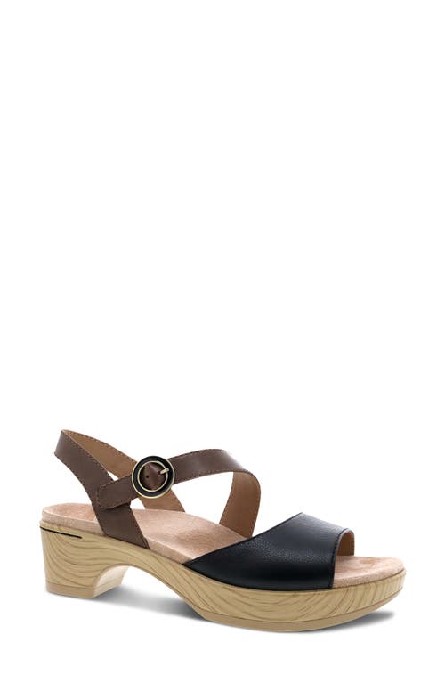 Dansko Marjory Asymmetric Slingback Sandal in Black Tumbled Nappa