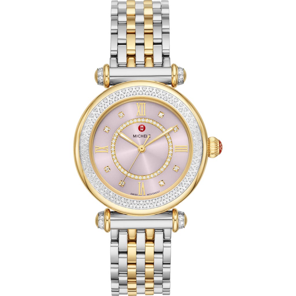 Michele Caber Mid Two-tone Diamond Bracelet Watch, 35mm In Gold
